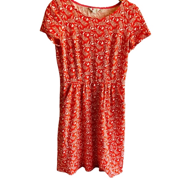 Boden Dresses & Skirts - Boden Womens Orange Floral Short Sleeve Jersey Casual Cotton Dress US 4